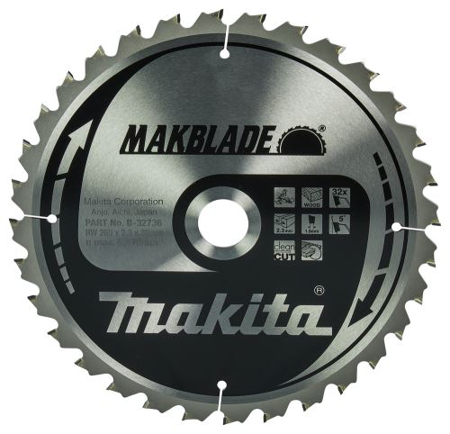 MAKITA fafűrészlap MAKBLADE 260x2,3x30 mm 32 fogú B-32736