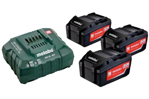 METABO alapkészlet (töltő + akkumulátorok) 18V / 3 x 5,2 Ah + ASC 30-36 685048000