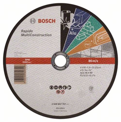 BOSCH Vágótárcsa egyenes Rapido Multi Construction ACS 46 V BF, 230 mm, 1,9 mm 2608602767