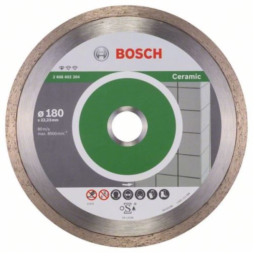 BOSCH gyémánt vágótárcsa Szabványos kerámiához 180 x 22,23 x 1,6 x 7 mm 2608602204