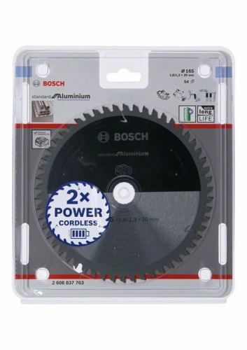 BOSCH Fűrészlap akkus fűrészekhez; Standard alumíniumhoz 165x20x1,8/1,3x54T 2608837763