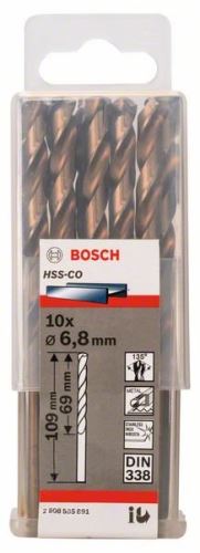 BOSCH Fúrószárak fémhez HSS-Co, DIN 338 6,8 x 69 x 109 mm (10 db) 2608585891