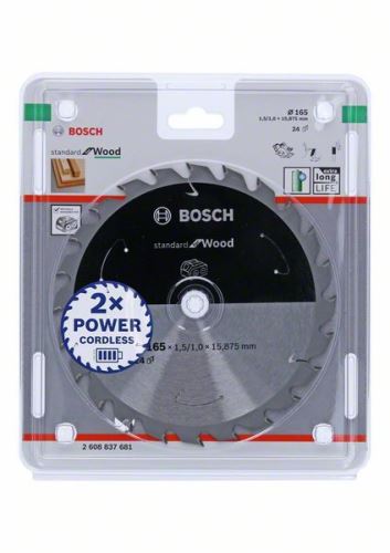 BOSCH Fűrészlap akkus fűrészekhez; Standard fához 165x15,875x1,5/1,0x24T 2608837681