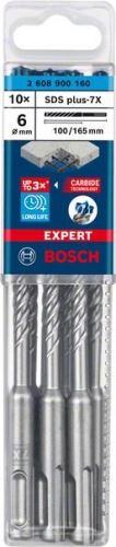 BOSCH EXPERT fúrószár SDS plus-7X, 6x100x165 10 db 2608900160