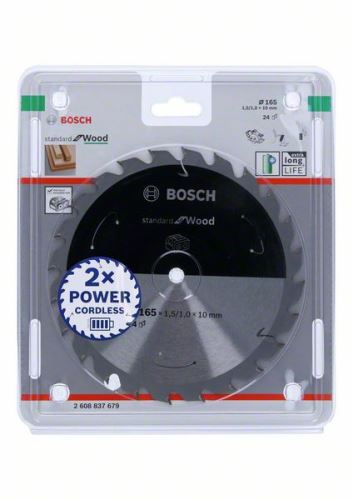 BOSCH Fűrészlap akkus fűrészekhez; Standard fához 165x10x1,5/1,0x24T 2608837679