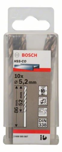 BOSCH Fúrószárak fémhez HSS-Co, DIN 338 5,2 x 52 x 86 mm (10 db) 2608585887