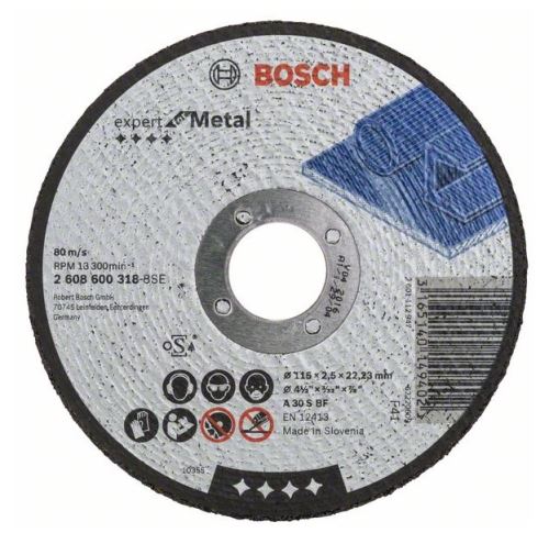 BOSCH Vágótárcsa egyenes Expert for Metal A 30 S BF, 115 mm, 2,5 mm 2608600318