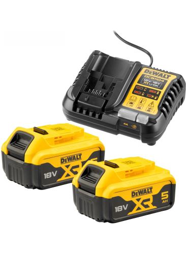 DEWALT indítókészlet töltő + 2db akku 18V 5.0Ah DCB1104P2