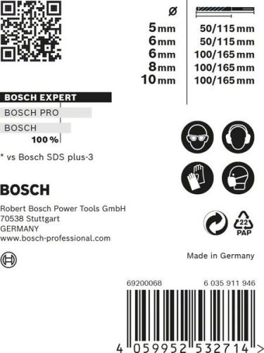 BOSCH EXPERT SDS plus-7X készlet 5/6/6/8/10 mm, 5 db 2608900197