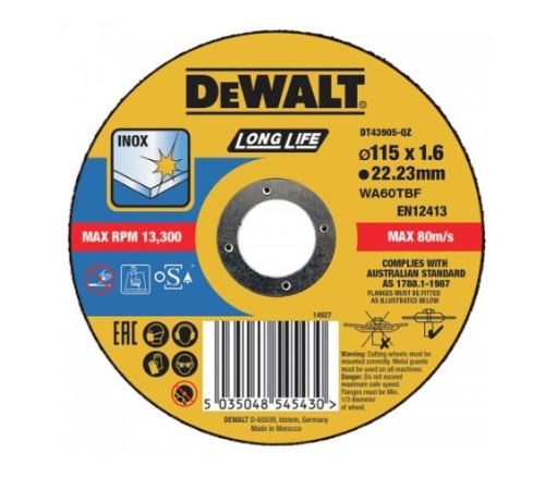 DEWALT Vágótárcsa 115 x 22,2 x 1,6 mm DT43905