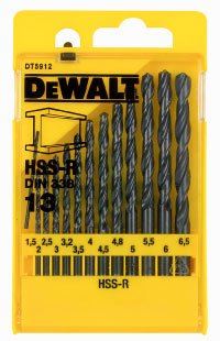 DEWALT Fémfúró készlet HSS-R DIN 338 műanyag tokban (13 db) DT5912