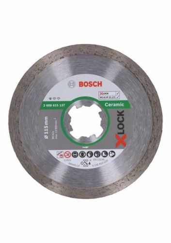 BOSCH X-LOCK Gyémánt vágótárcsa Szabvány kerámia rendszerhez 115 x 22,23 x 1,6 x 7 mm 2608615137