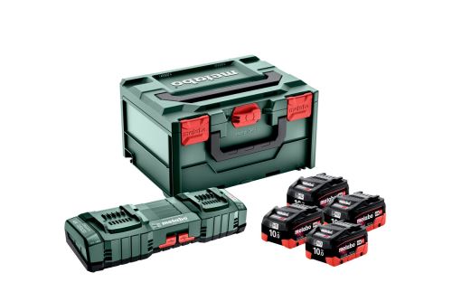 METABO alapkészlet (töltő + akkumulátorok) 18V / 4x LiHD 10 Ah + ASC 145 DUO + tok 685143000